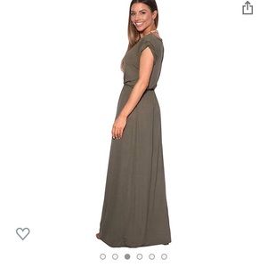 KRISP army green maxi dress short sleeves sz6